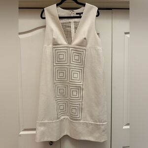 TIBI NEW YORK | Cream Geometric Sleeveless Cut Out Dress